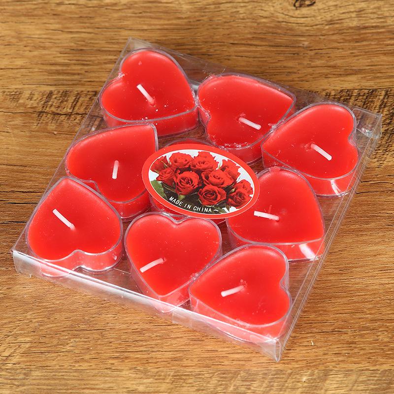 9 Pvc Boxed Valentine's Day Romantic Proposal Whitening Tea Wax Exquisite Heart-shaped Candles Ins Small Candles