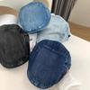 Women's Retro Washed Denim Newsboy Cap - Korean Style, Large Fit, Face-Slimming Beret