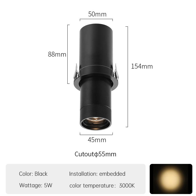 Mini Aluminum Ceiling Spotlight CE/RoHs Certified Modern Downlight Remote Control Dimmable COB LED CRI 97 Commercial Black/White