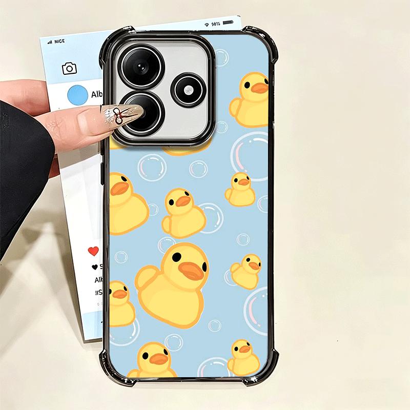 Funny Cute Cartoon Duck Plating Phone Case For Xiaomi Poco X5 X6 X7 X8 Pro Max F8 Ultra F7 M8 M7 M5S Redmi 15C 15 14C 13C 13 X3