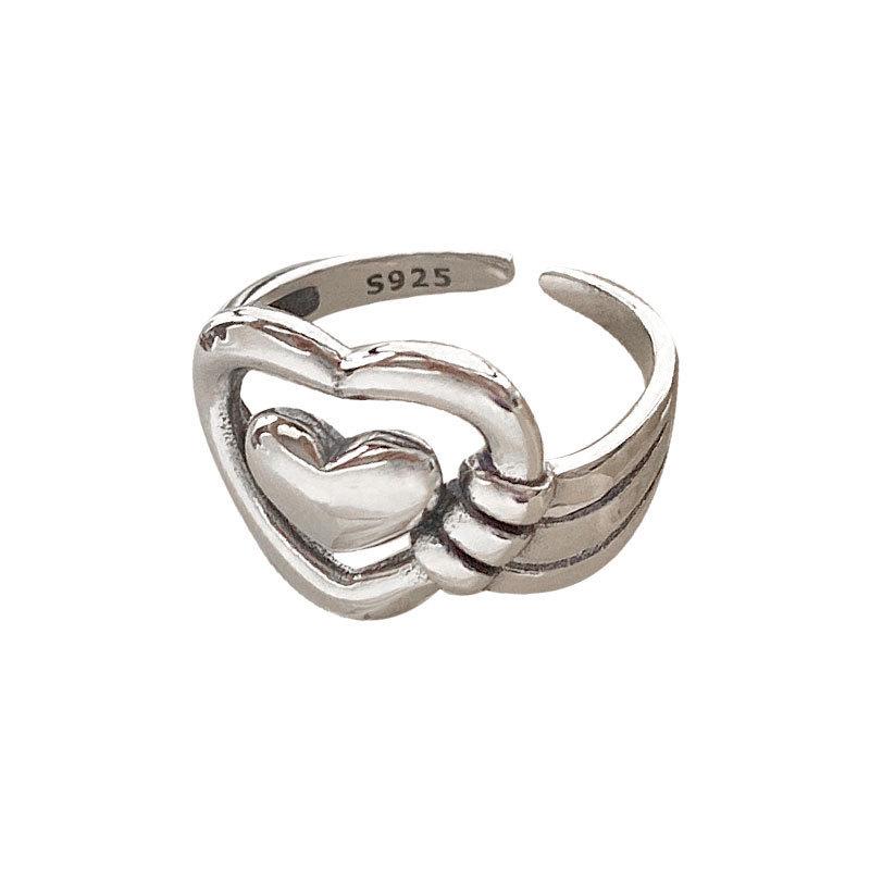 Retro Otevřený prsten Srdce a Noty - Melodie Lásky 2024 Trend Párů