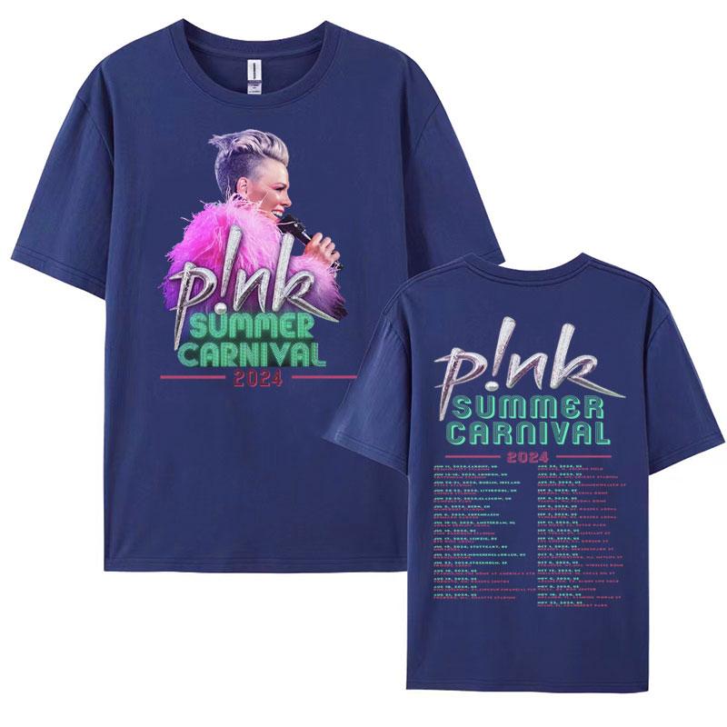 Pnk Pink Singer Summer Carnival 2024 Festival WORLD Tour Tee Shirt Womens Men Clothing Aesthetics Oversized Tshirt Streetwear