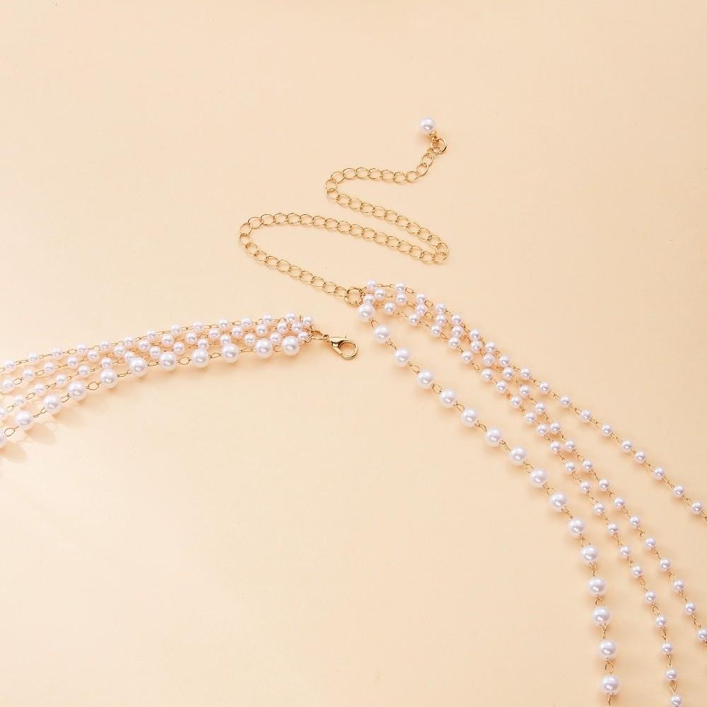 Baroque Style Faux Pearl Pendant Necklace Minimalist Design Body Jewelry  Sweater Accessories