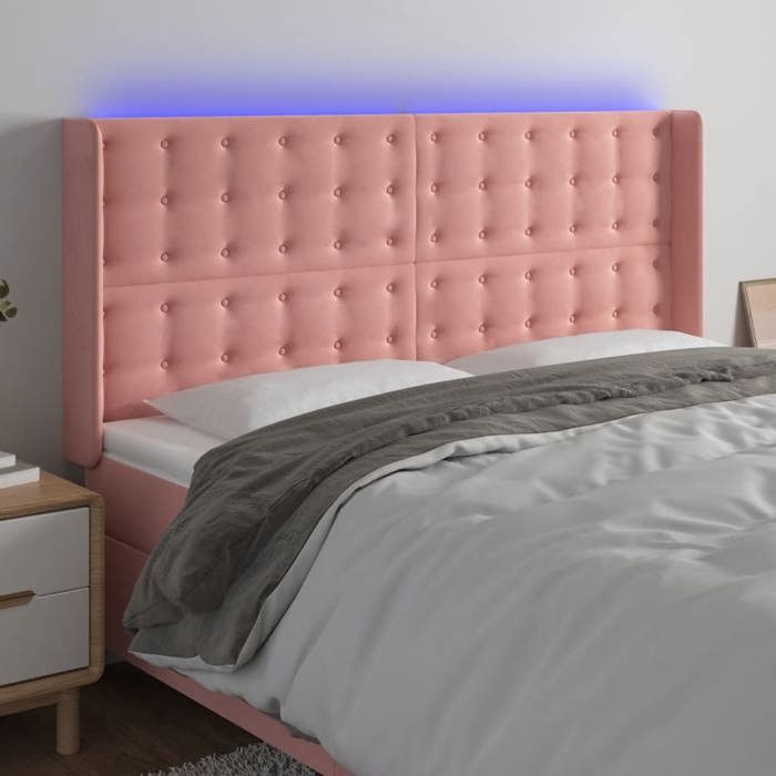 VidaXL Tête de Lit à LED Meuble de Chambre à Coucher Accessoire de Lit Double Tête de Cadre de Lit Intérieur Rose 3124553
