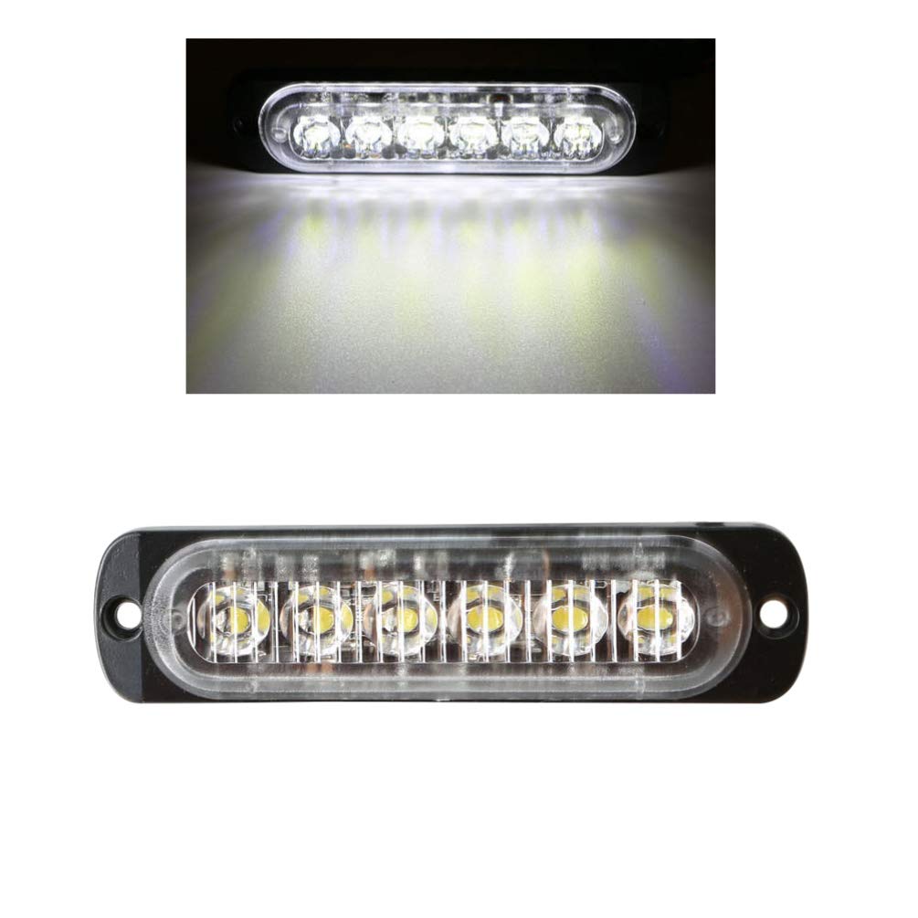 VORCOOL Strobe Light Emergency Strobe Light 18W 12-24V 6LED LED Car Strobe Flashlight Warning Light Universal Emergency Lamp (White)