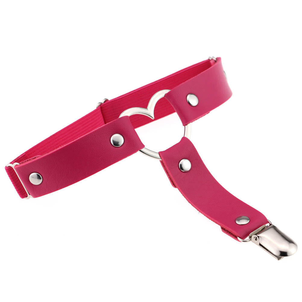 1PC Women Sexy Punk Goth Heart PU Leather Elastic Garter Leg Thigh Ring Clothing Accessory Leg Suspender Sexy Stockings Garters