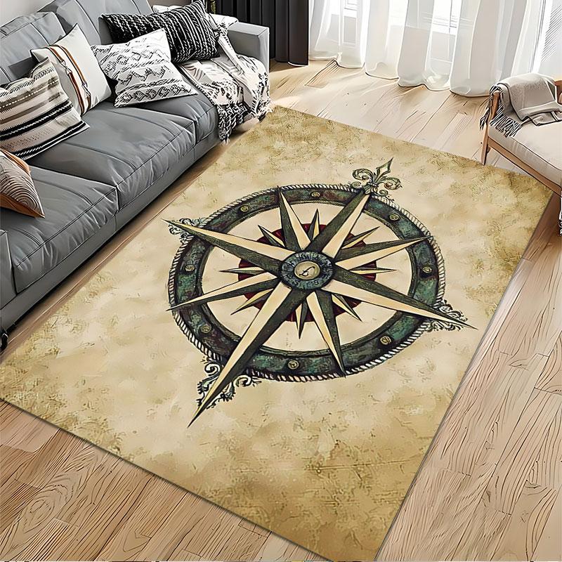 Vintage Kompassrose Kunstteppich geeignet als rutschfeste Matte für das Wohnzimmer oder Schlafzimmer Sofa