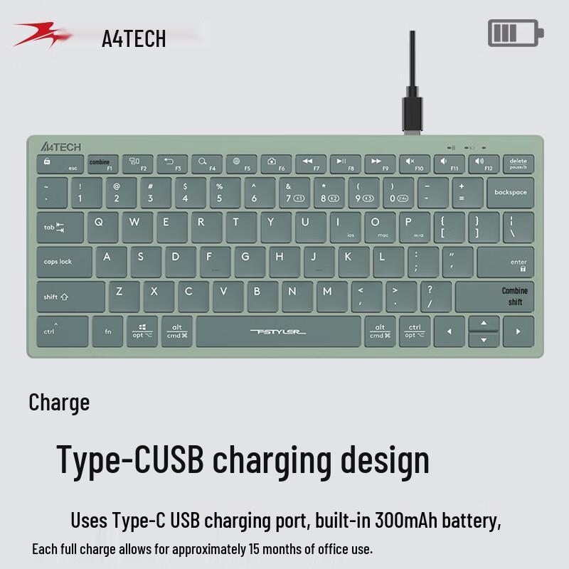 A4TECH FBX51C Wireless Multi-Mode Rechargeable Keyboard