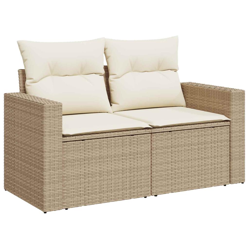 Sofa Set 5 Pcs Beige and Cream White Poly Rattan and Steel