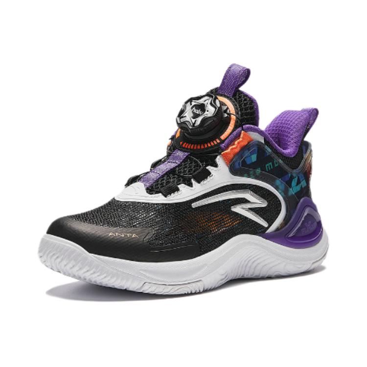 Anta Kids Irregular 3.0 Comfortable Versatile Non-Slip Wear-Resistant Low-Top Basketball Shoes Kids basketball shoes Black Purple 312429953-1