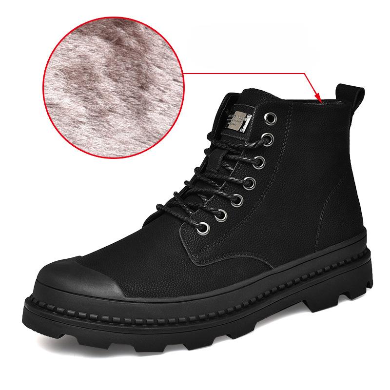 Men's Boots Winter Genuine Leather Boots Men's Snow Ankle Boots High-Top Single-Layer Boots Middle Top Working Wear Men's Shoes