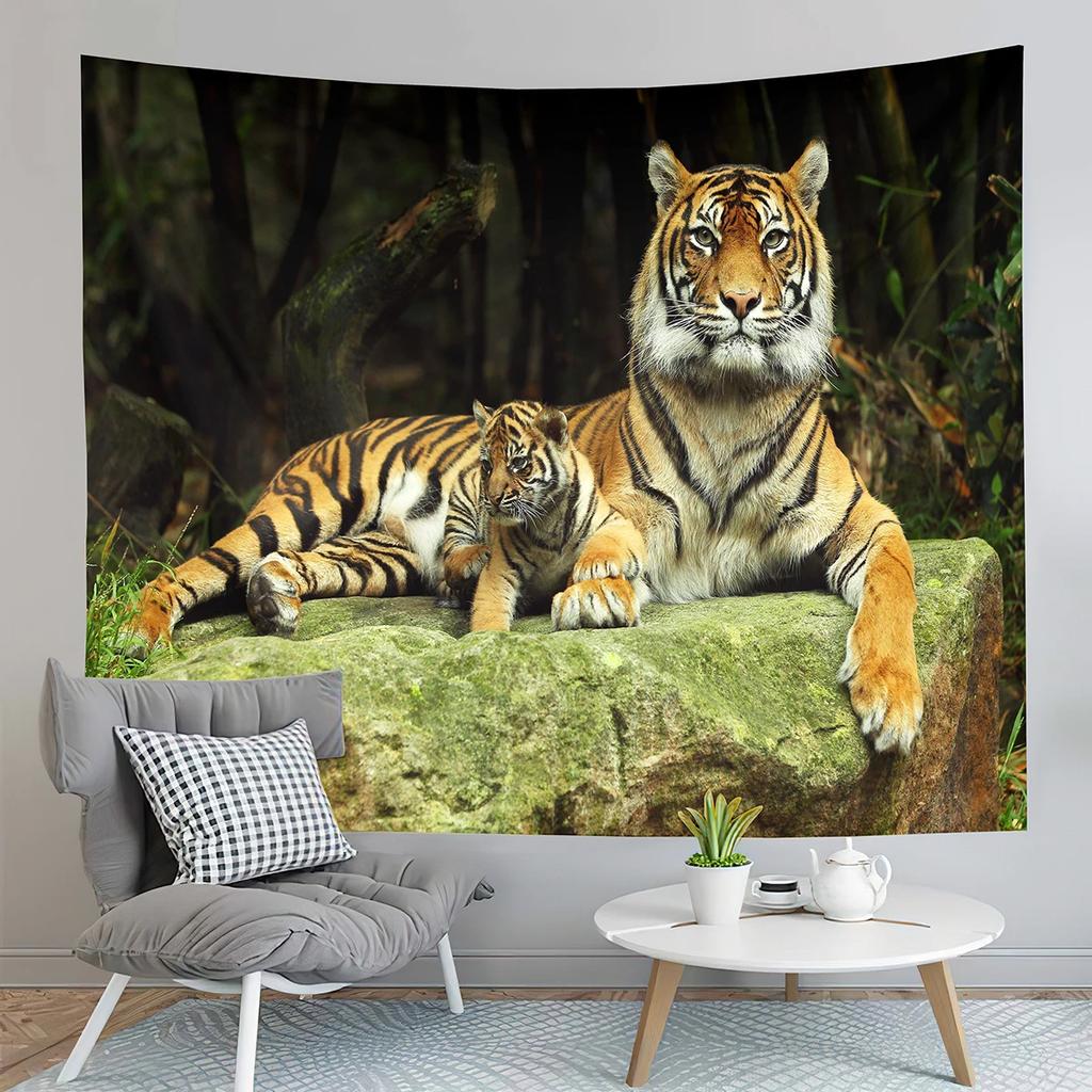 Tiger Tapestry Ferocious Predator Tapestry Wild Animals Tapestry Creativity Art Tapestries Home Living Room Bedroom Dorm Decor