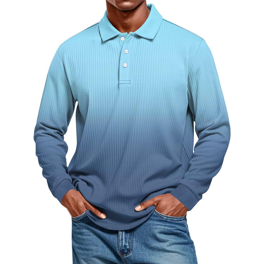 Men's Casual Style Solid Color Loose  Shirt Long-sleeved Top