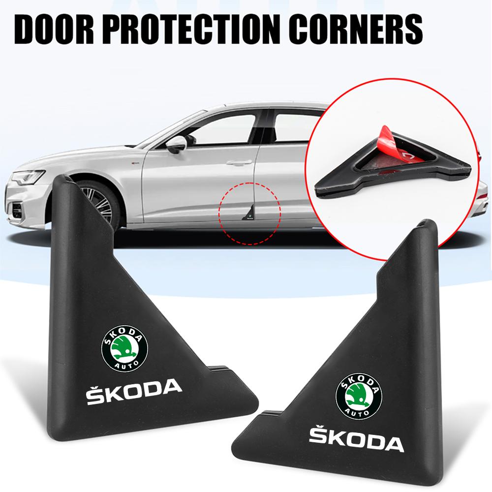AAAAR1 2Pcs Car Front Door Corner Anti-Scratch Protector Cover Stickers For Skoda Octavia VRS Vision Kodiaq Favorit Rapid Fabia Kamiq