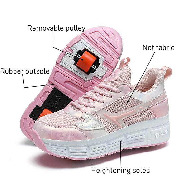Two Wheels Children's Roller Skate Shoes For Kids Boys Girls Sports Sneakers Walking Running Wear-resistant Casual Skateboard
