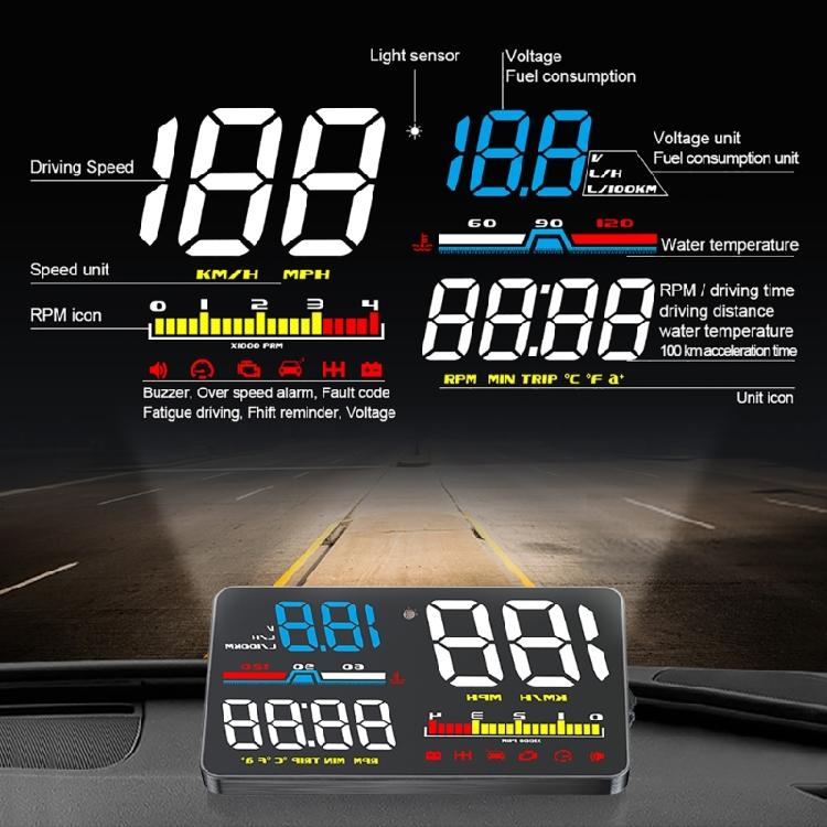 Windschutzscheiben-Projektormeter mit Übergeschwindigkeitswarnung ABS Auto Tacho Drehzahlmesser