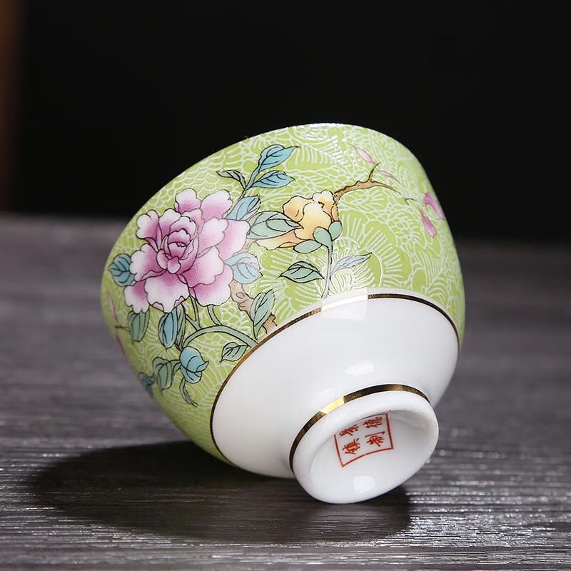 Enamel Carved Flower Douli Teacup Set