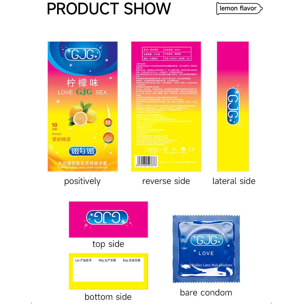 Ultra-thin Condom Natural Latex Condom 52mm Lemon Flavor Safe Sex Sex Product for Male
