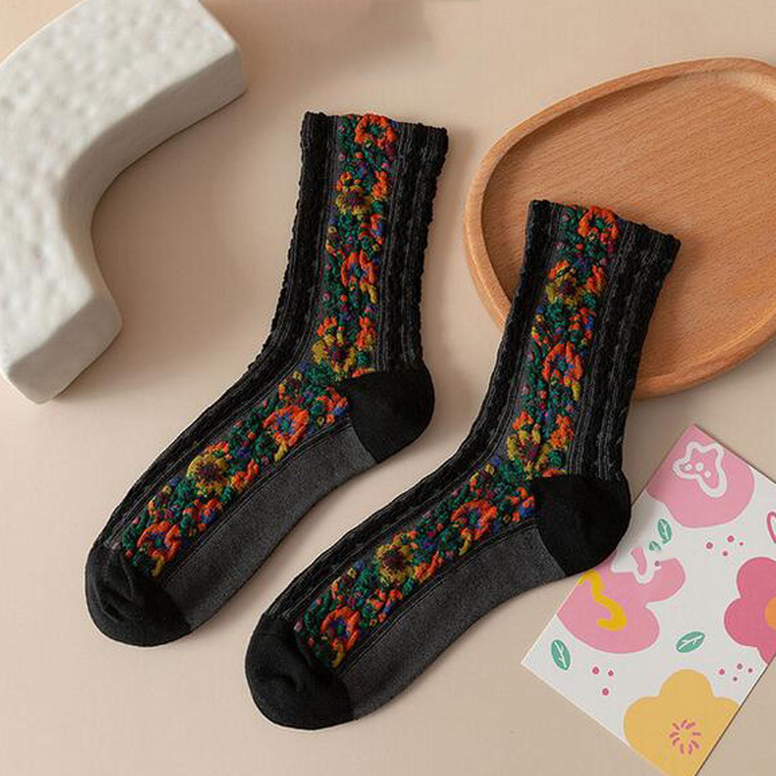 

(SU)Модные зимние теплые женские дышащие толстые носки с принтом BK чёрный