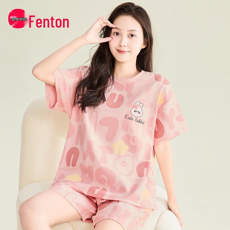 Fenteng Women s Short Sleeve & Shorts Cotton Pajama Set L