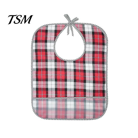 Adaptive Clothing for Seniors Double-sided Waterproof Adult Bib, with Adjustable Neck Strap, Wide Comfortable Bibs Elderly Care Crumb Catcher M красный