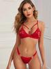 Sexy Lace Hollow-Out PU Leather One-Piece Lingerie with Iron Ring Details