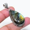 Natural Labradorite Gemstone Handmade 925 Sterling Silver Pendant 1.97" AP-15633