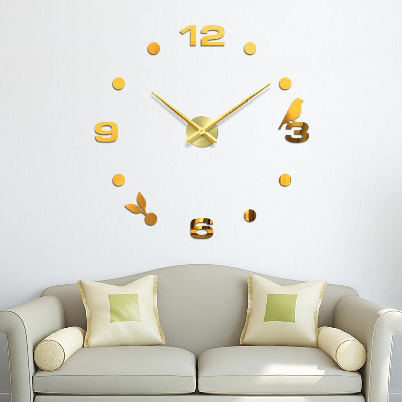Modern Design Large Wall Clock 3D DIY Quartz Clocks Watches Acrylic Mirror Stickers Living Room Home Decor Horloge