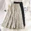 Women's Spring and Summer High-Waisted Vintage Floral A-Line Half Skirt Mid-Length Versatile Slimming Umbrella Skirt Long Skirt