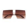 Fashion Oversized Square Rimless Sunglasses Women Men Designer Ocean Blue Pink Lens Frameless Sun Glasses Gradient Shades S30D