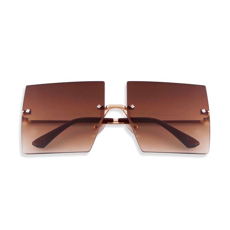 Fashion Oversized Square Rimless Sunglasses Women Men Designer Ocean Blue Pink Lens Frameless Sun Glasses Gradient Shades S30D