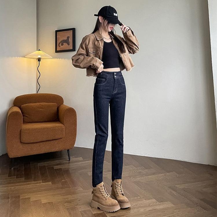 Women Slim High Waisted Jeans Tight Fitting Pencil Pants Versatile Spring Autumn New Style Hot Girl XS