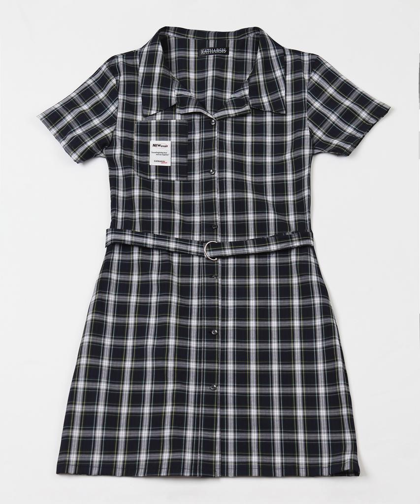 Catharsis Check Shirt Mini Dress Green One Size