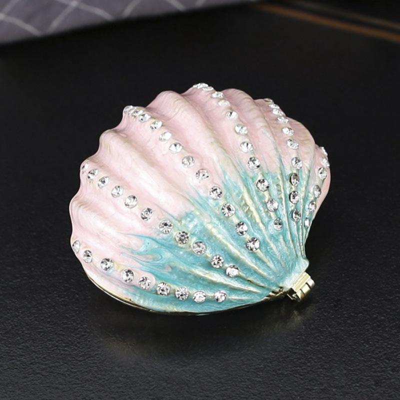 Jewelry Box Shell Shape Rhinestone Inlaid Yizhifu Craft Gift Painted Shell