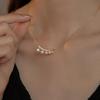 S925 Sterling Silver 18K Pearl Crescent Clavicle Necklace for Women - Light Luxury French Retro