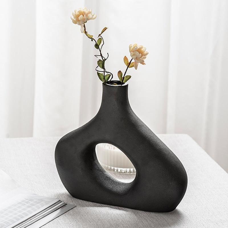 1pc Nordic Ceramic Vase Simple Flower Ornaments Home Decor Personality Plant Pot Living Room Desktop Decoration