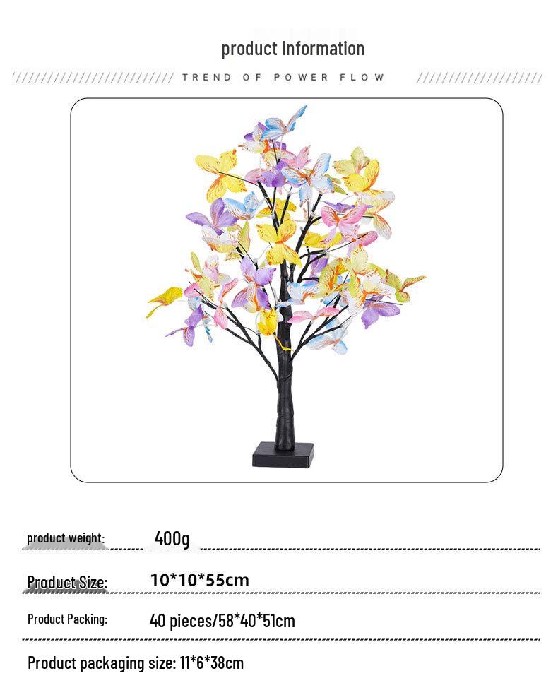 LED Birch Butterfly Tree Light - Colorful Christmas Ornament