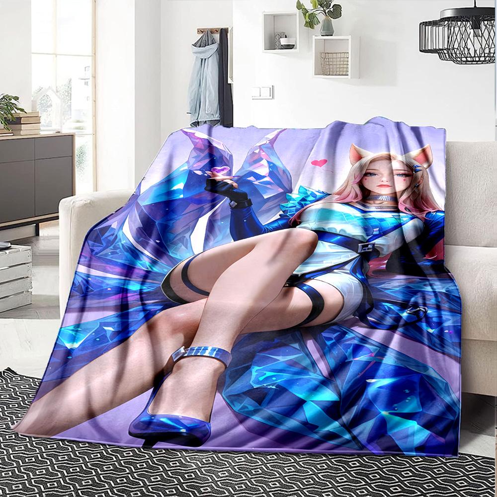 1pc Blanket - LOL-KDA kaisa ahri akali Print Design,Lightweight Blanket for Sofa,Bed- Soft &Warm,Gift for All Seasons