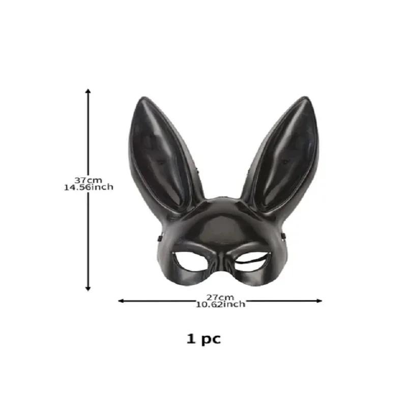 Maschera Coniglio Bianco Nero Decorazione Festa di Halloween Festa Orecchie Lunghe Coniglio Maschera Coniglietto Costume Cosplay