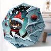 1 Stück Weihnachten Katze Automatisches Öffnen/Schließen, Ganzjahres-Tragbarer Faltregenschirm für Freunde, Reisen, Alltag yy250812234