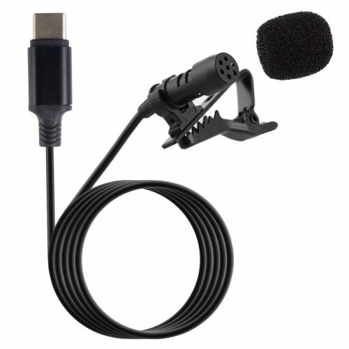 Type-C Pin Microphone, Omnidirectional, Wired, Clip-on, Compact, Windscreen, Windproof, Recording, Smartphone, Tablet, Android, PR-MIC-C