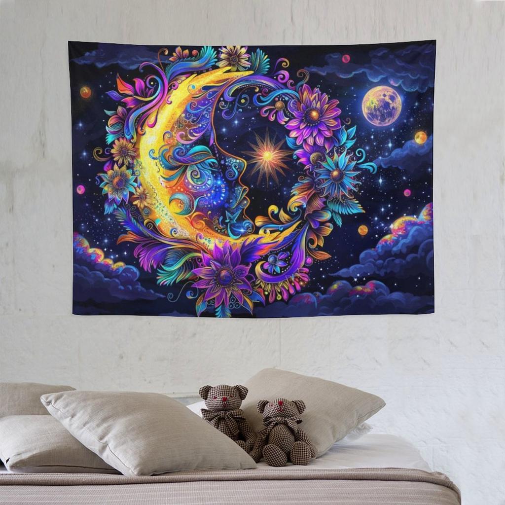 VIKAMA Sun And Moon Tapestries Mandala Flower Wall Decorations For Bedrooms Living Rooms And Dormitory Walls