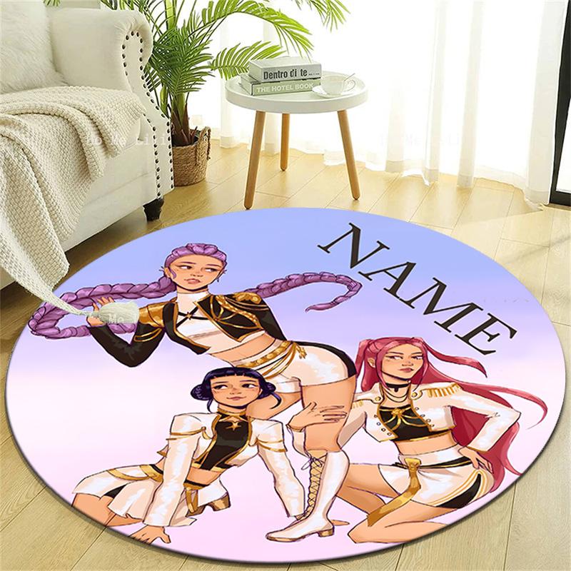Personalized K-KPop Demon Hunters Round Chair Office Rug - Perfect for Mat, Office Chair & More - Ideal Gift for Birthdays and Holidays