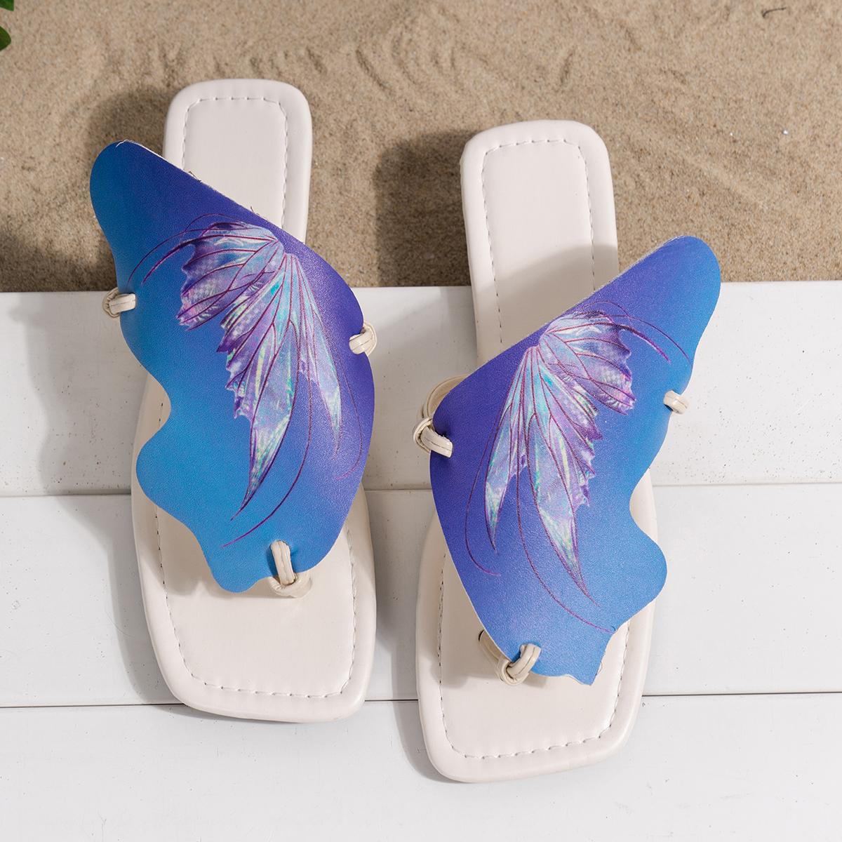 Женские красочные шлепанцы с бабочками — фото 10