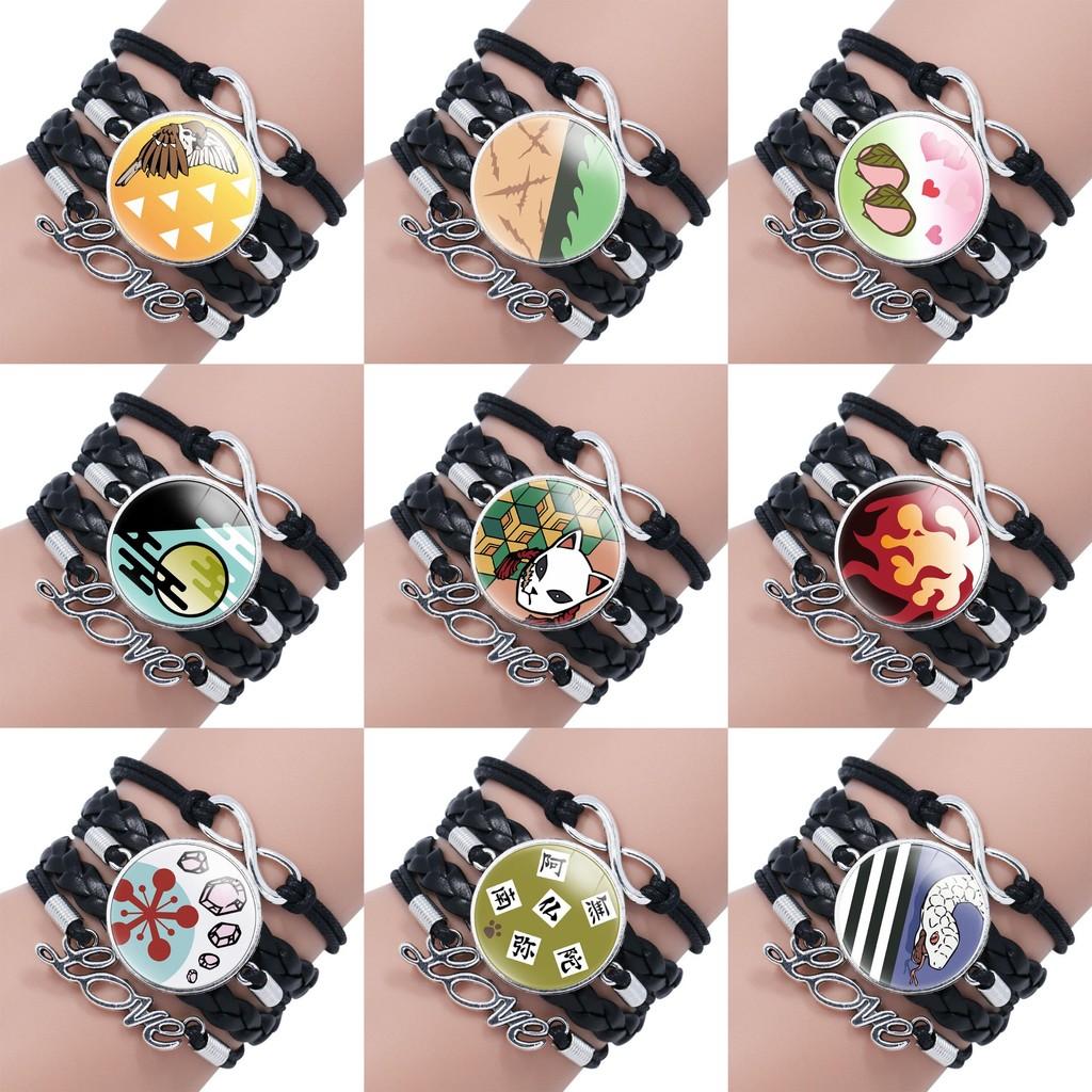 Fashionable Demon Slayer Gemstone Wristband Stylish Handmade Jewelry