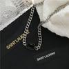 European & American Retro Titanium Steel Black Diamond Clavicle Necklace - Short, Simple, and Stylish for Women