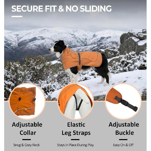 Softshell Dog Coat for Winter Walks and Hiking, Windproof and Water-Repellent Jacket with Harness Opening and Reflective Strips, Ideal Stocking