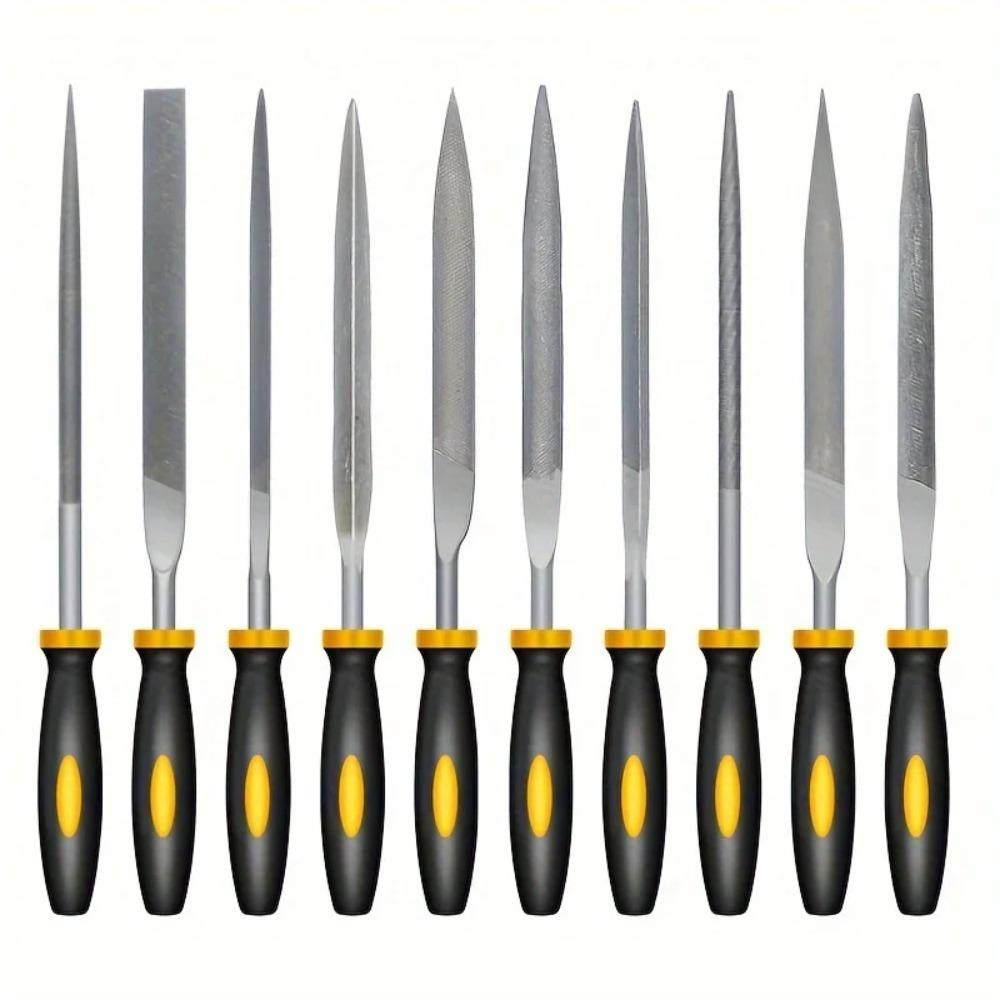 

10pcs High Carbon Steel Files with Non Slip Ergonomic Handles for Precise Filing on Wood Plastic Model Premium Needle File Set