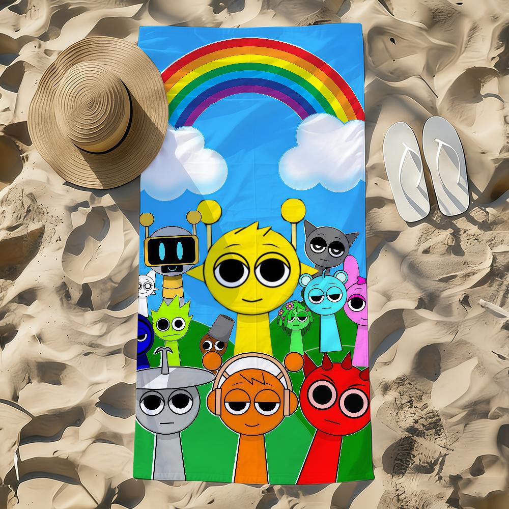 Neues S-sprunki Spiel K-kids Handtuch Strandtuch Übergröße Schnelltrocknendes Handtuch Saugfähig Weich Schwimm Strandtücher für Männer Frauen