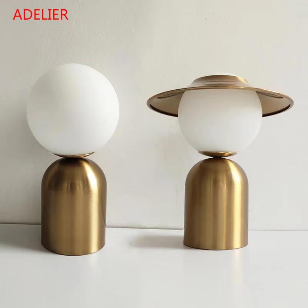 ADELIER Nordic Glass Ball Led Table Lamp Gold Metal Table Light Home Decor Living Room Bedside Lamp Study Desk Lamp Book Light